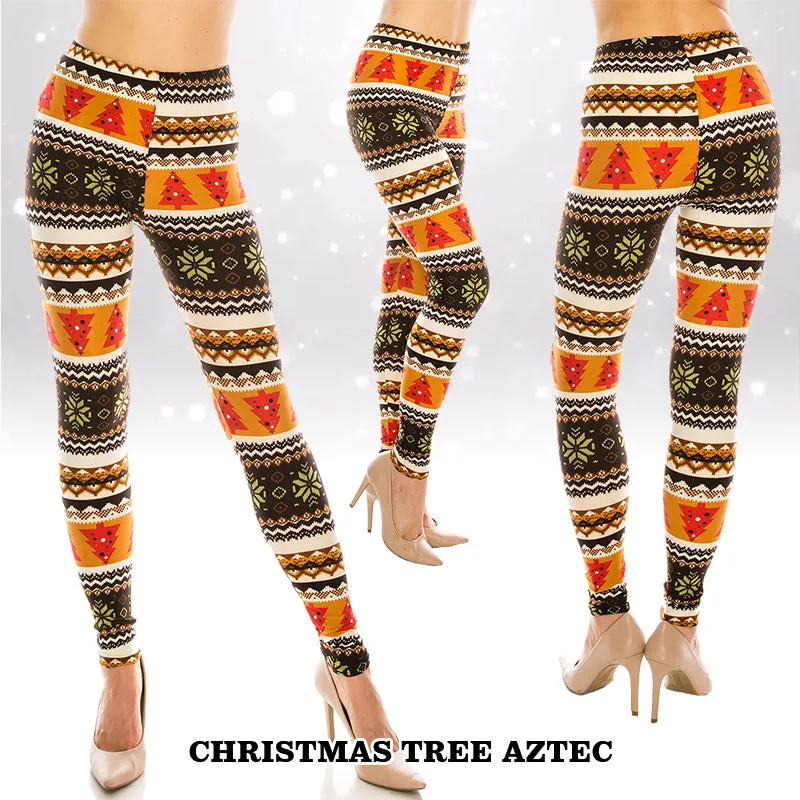 Christmas Patterned Ultra Soft Leggings (Regular/Plus Size)