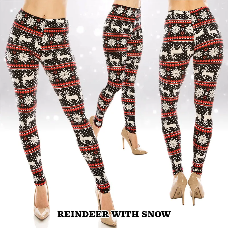 Christmas Patterned Ultra Soft Leggings (Regular/Plus Size)