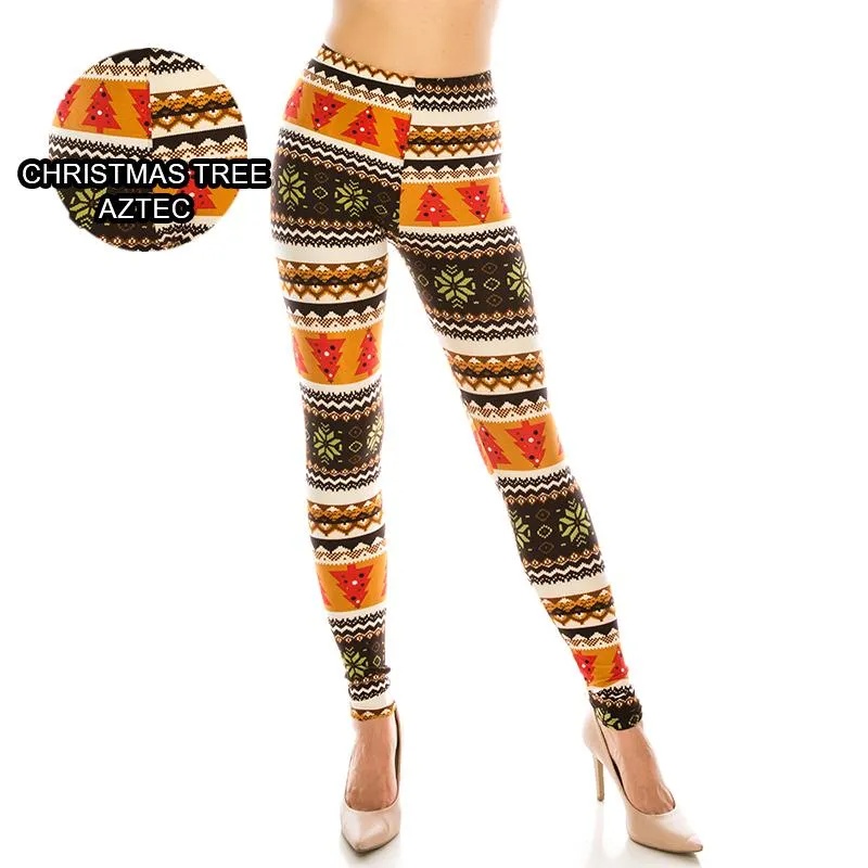 Christmas Patterned Ultra Soft Leggings (Regular/Plus Size)