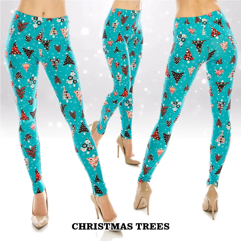 Christmas Patterned Ultra Soft Leggings (Regular/Plus Size)