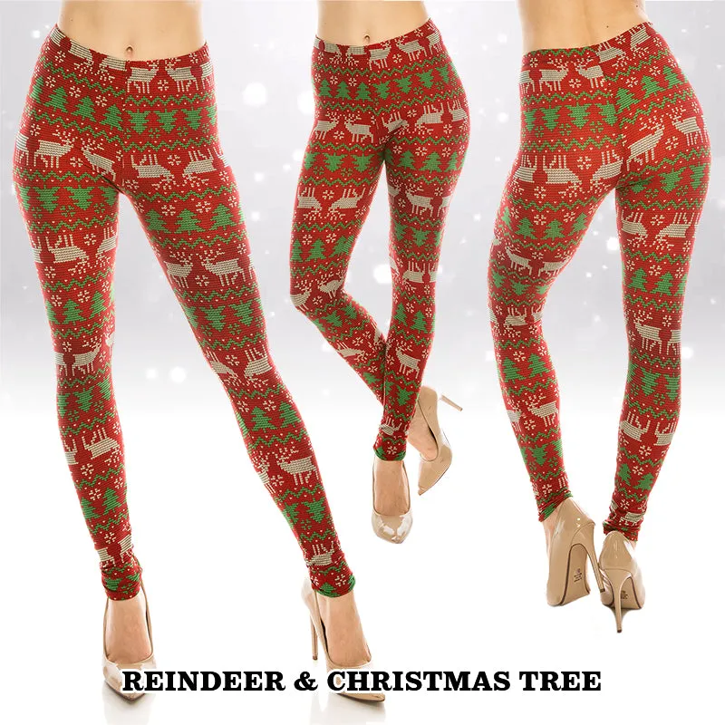 Christmas Patterned Ultra Soft Leggings (Regular/Plus Size)