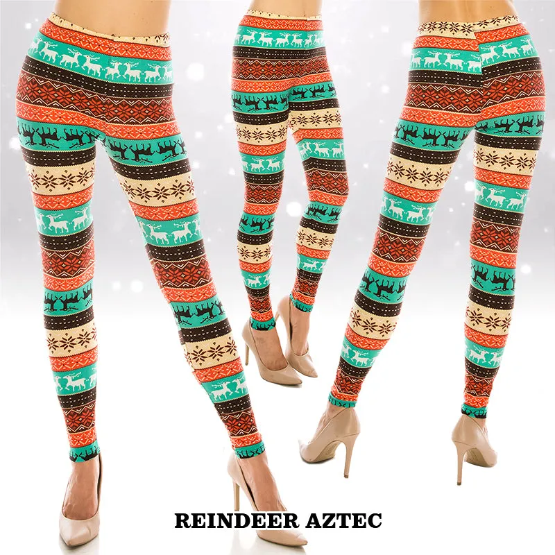 Christmas Patterned Ultra Soft Leggings (Regular/Plus Size)