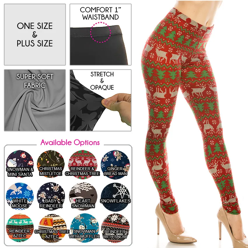 Christmas Patterned Ultra Soft Leggings (Regular/Plus Size)