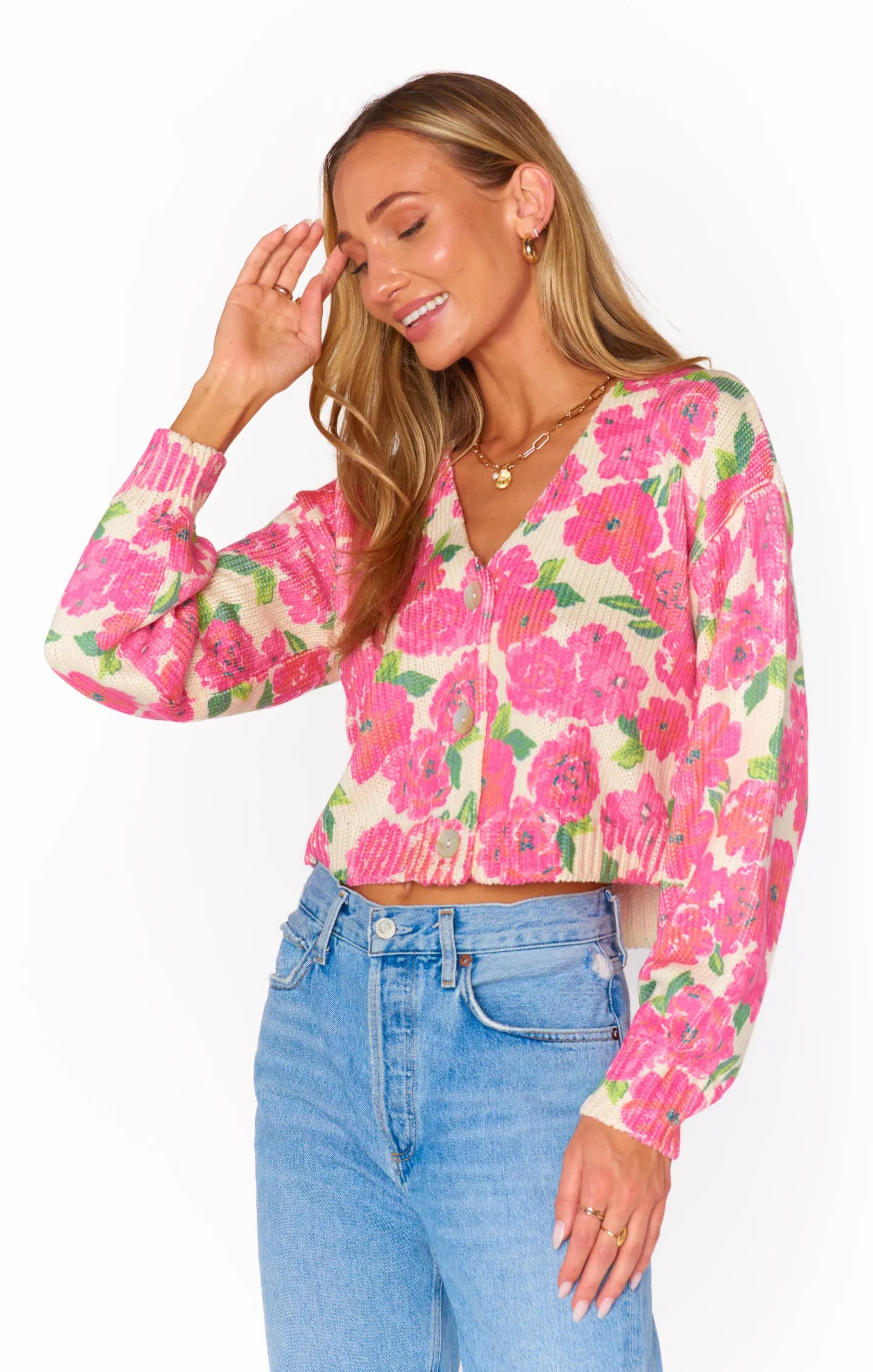 Clemmie Cardigan | Pink Floral Soiree