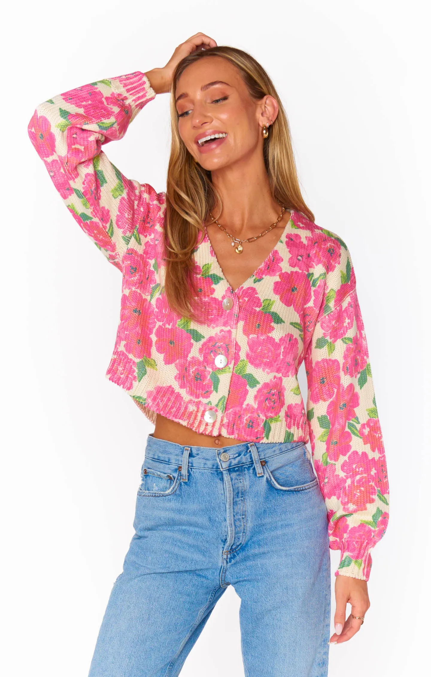 Clemmie Cardigan | Pink Floral Soiree