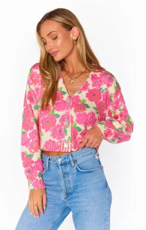 Clemmie Cardigan | Pink Floral Soiree