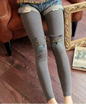 Cotton Stereoscopic Cat ear design Slim 9 Minutes Pants Leggings