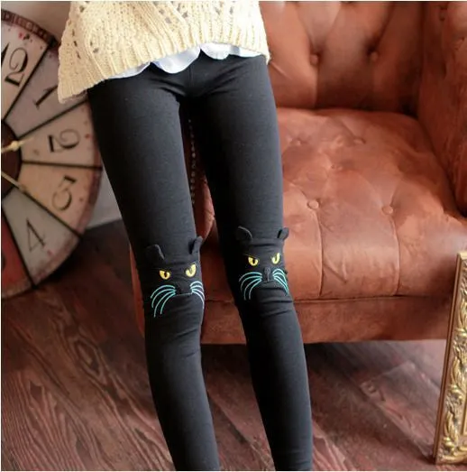 Cotton Stereoscopic Cat ear design Slim 9 Minutes Pants Leggings