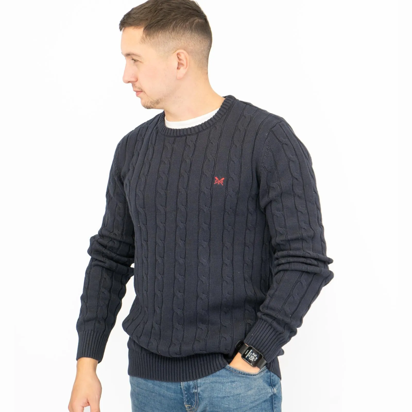 Crew Clothing Mens Oarsmen Midweight Cable Knit Jumper