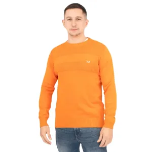 Crew Clothing Mens Rib Knitted Jumper Long Sleeve Orange