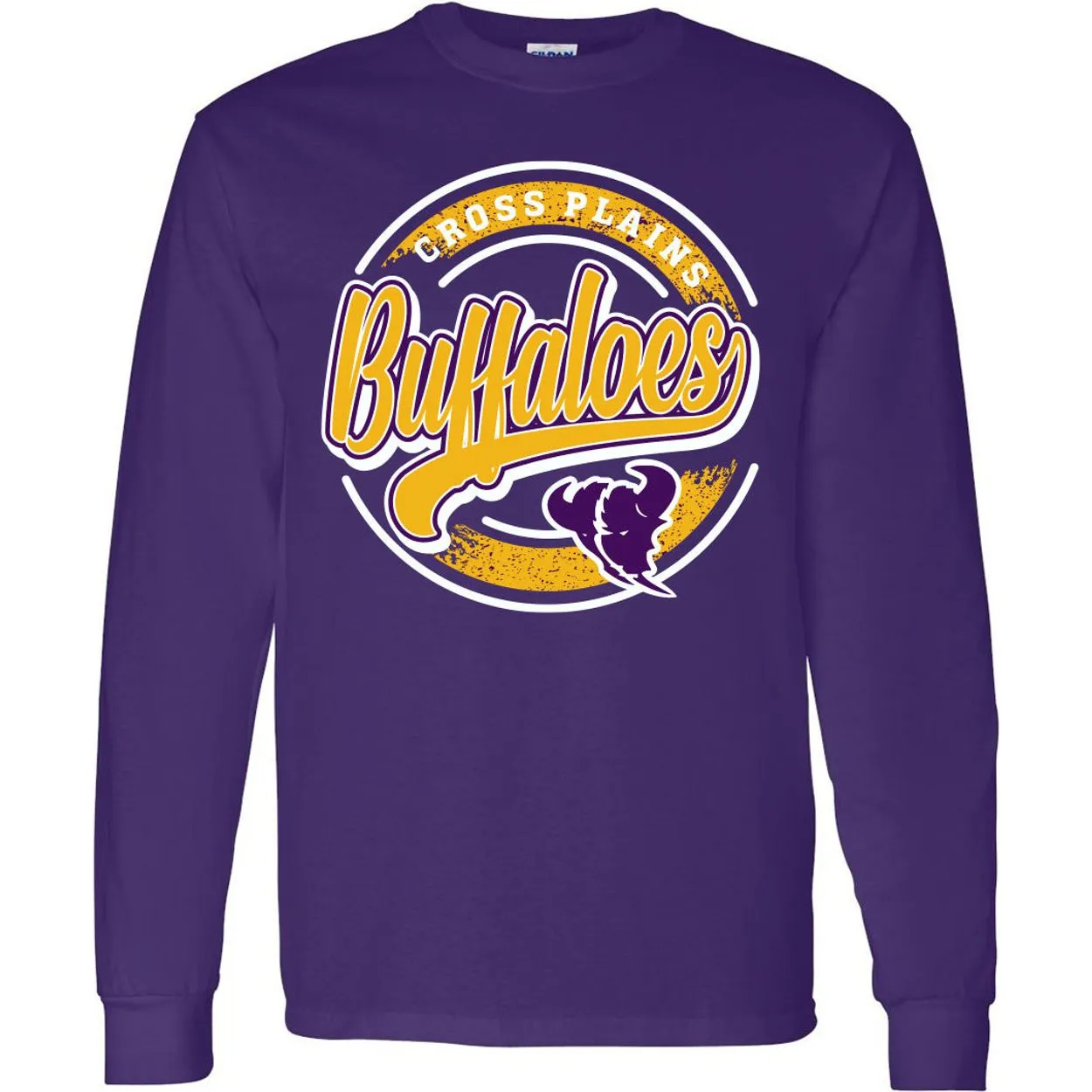 Cross Plains Buffaloes - Circle Script Long Sleeve T-Shirt