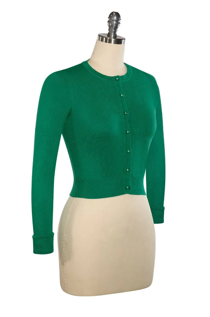 D'Amour Long Sleeve Crop Cardigan (Green)