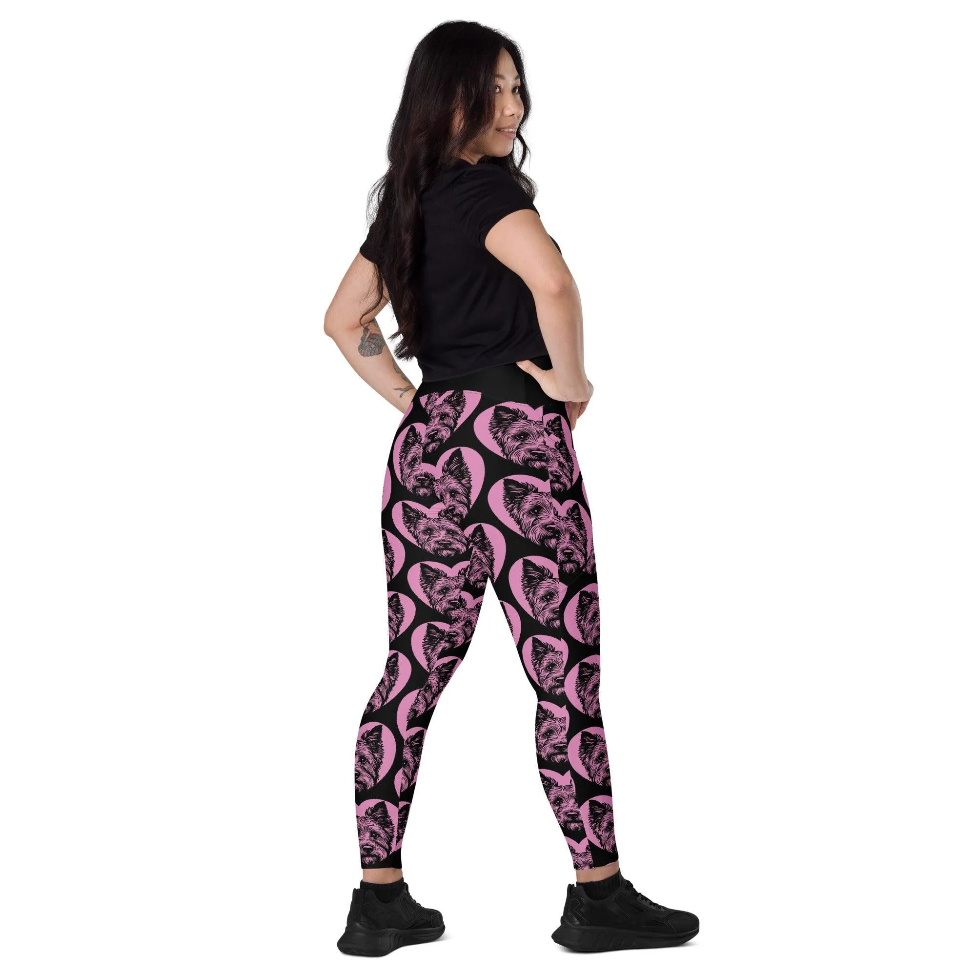 DOG BREED LEGGINGS with pockets - AUSTRALIAN TERRIER - HERTTAHOUND - pink