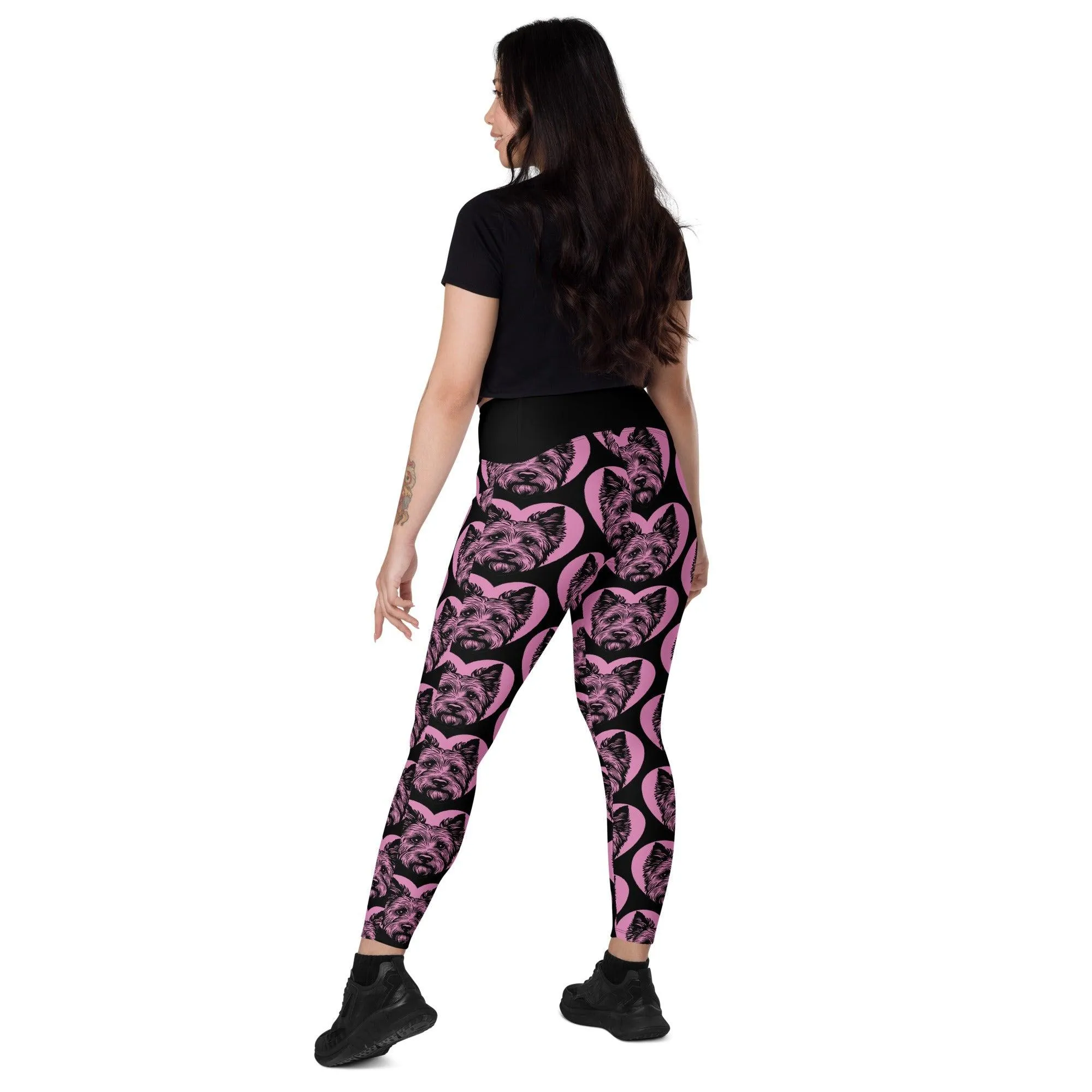 DOG BREED LEGGINGS with pockets - AUSTRALIAN TERRIER - HERTTAHOUND - pink