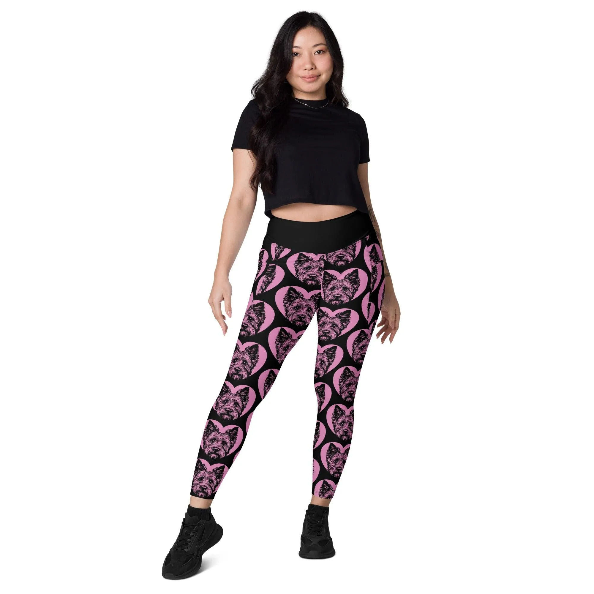 DOG BREED LEGGINGS with pockets - AUSTRALIAN TERRIER - HERTTAHOUND - pink