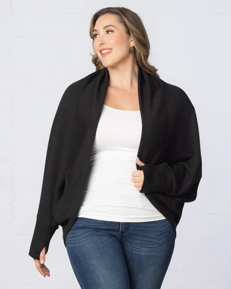 Dolman-Sleeved Shawl Cardigan with Thumbholes - Sale!