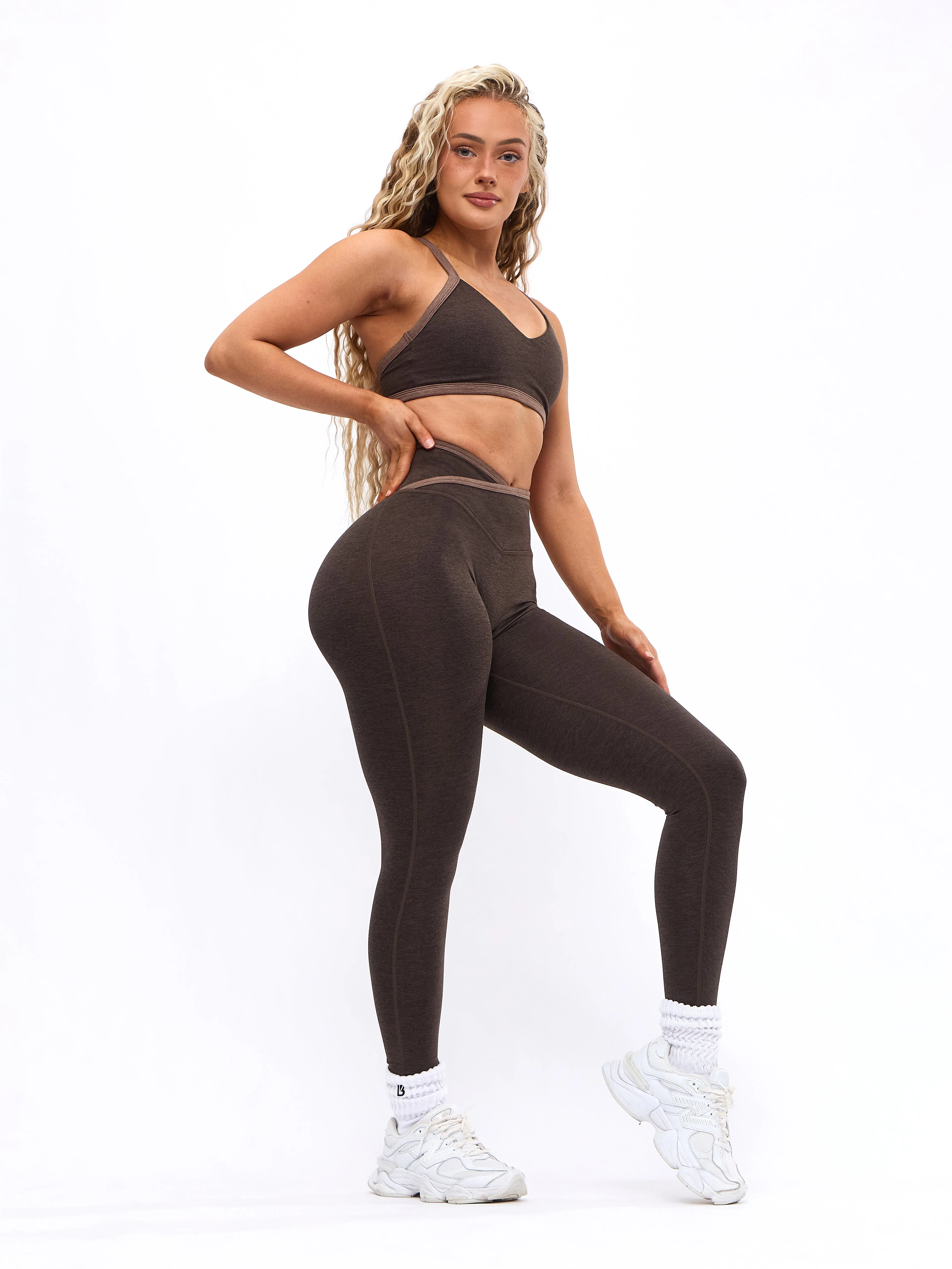 Dream Heather Contrast Legging - Cold Brew and Grounds