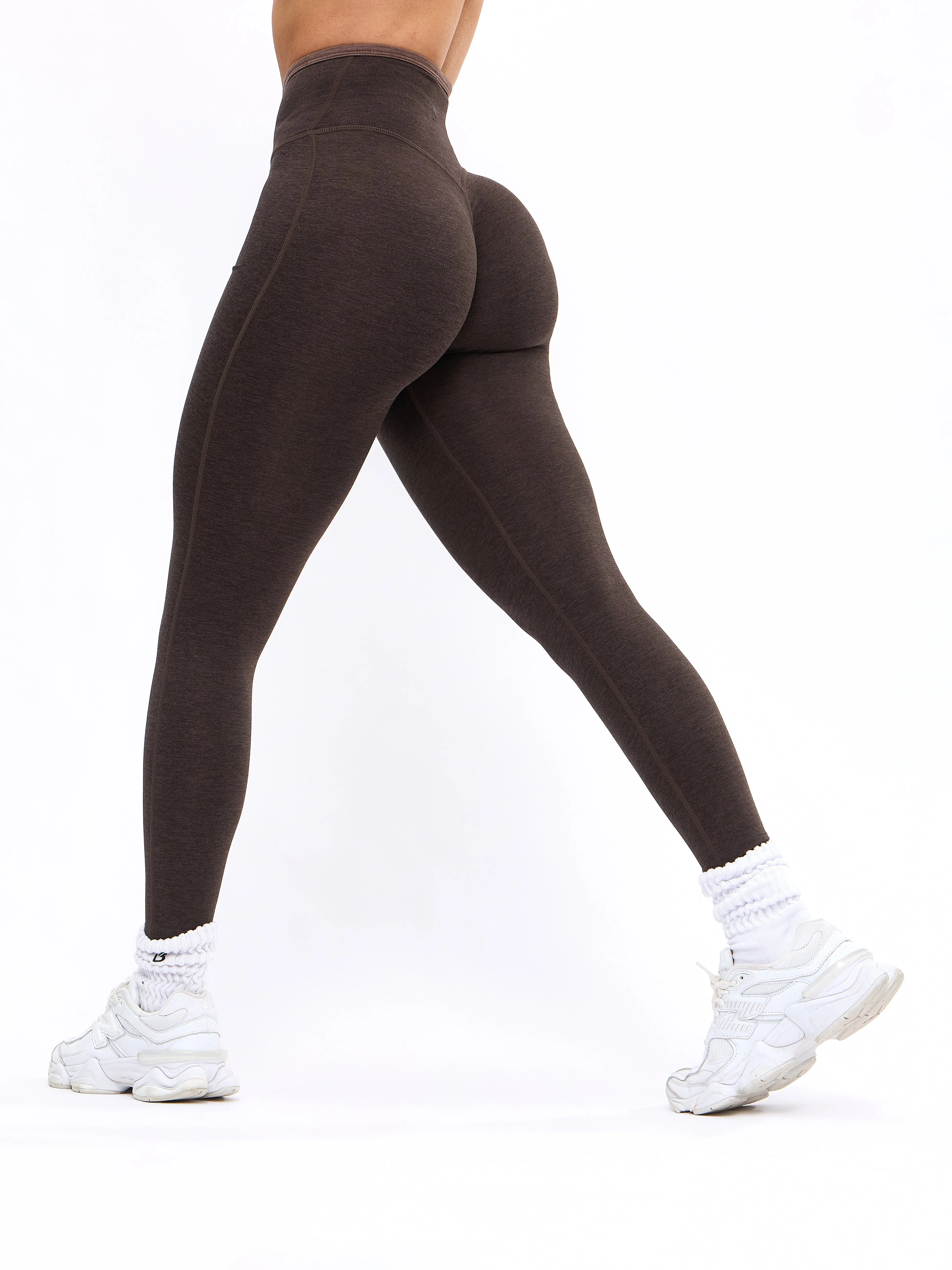 Dream Heather Contrast Legging - Cold Brew and Grounds