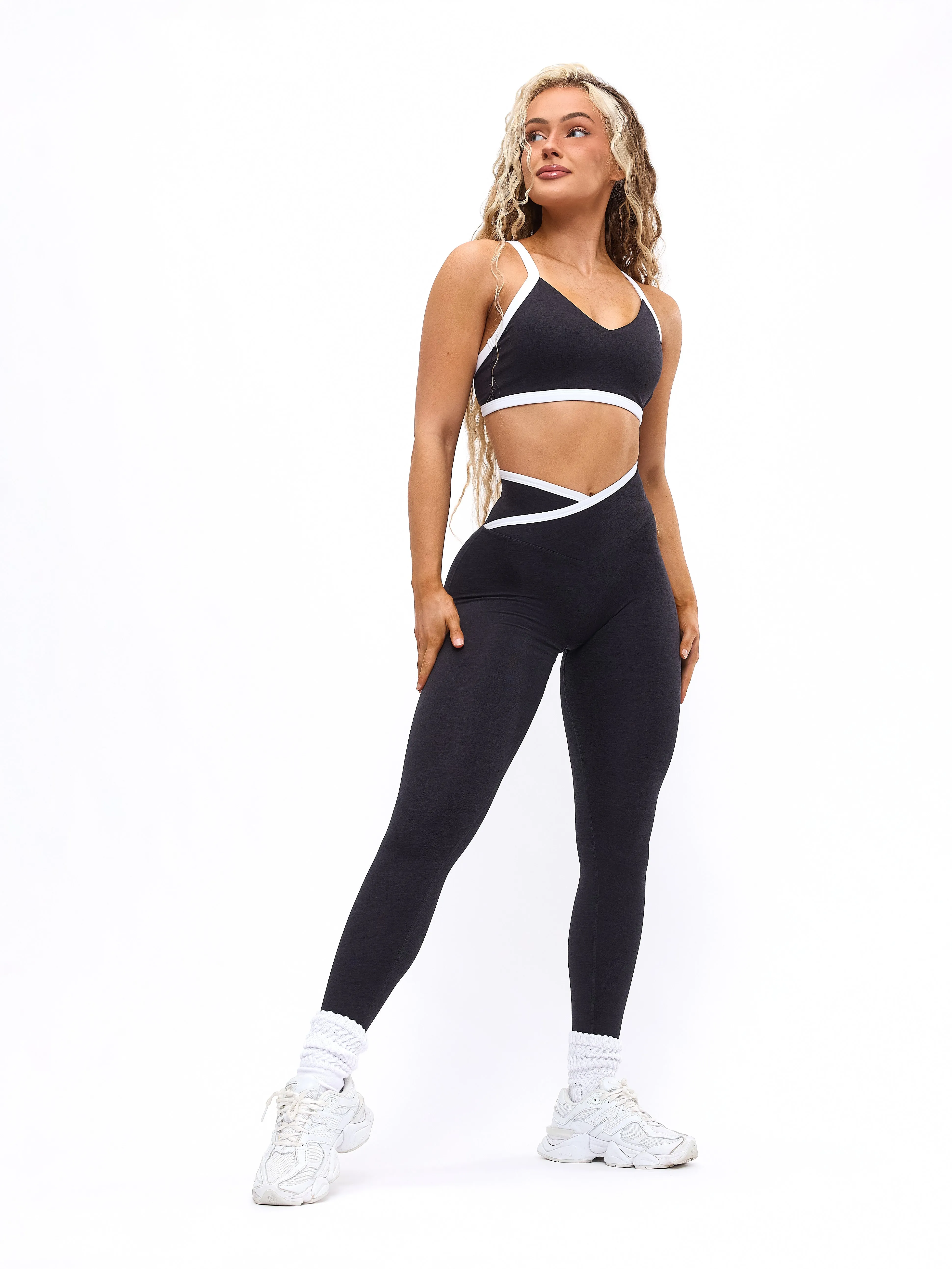 Dream Heather Contrast Legging - Onyx Black and White