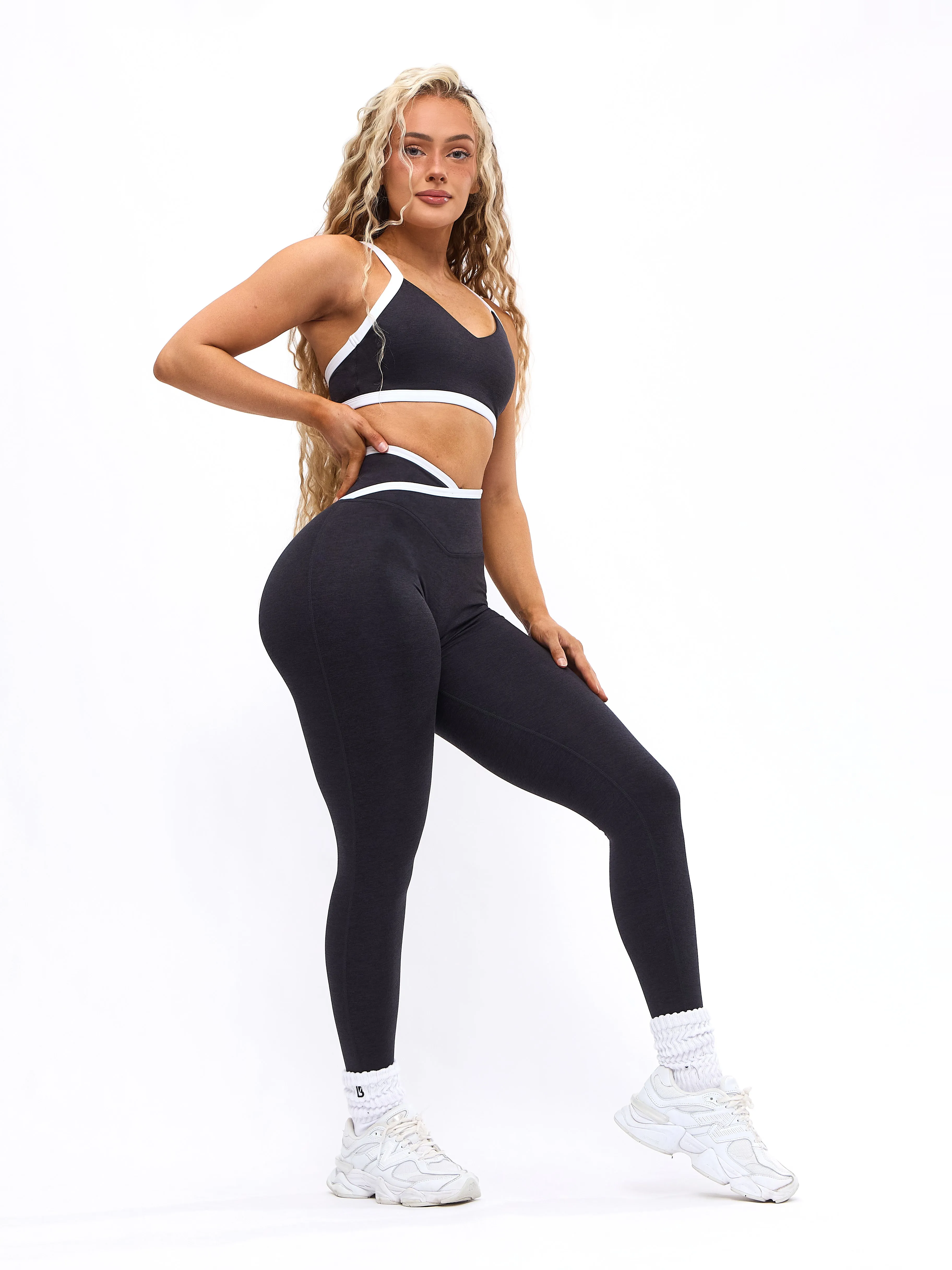 Dream Heather Contrast Legging - Onyx Black and White