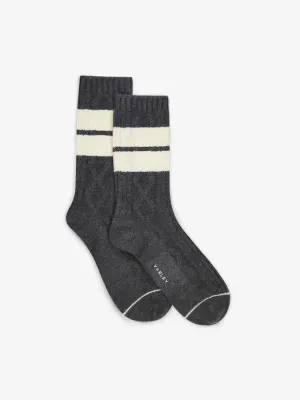 Eagleson Plush Cable Sock Charcoal Marl/Egret