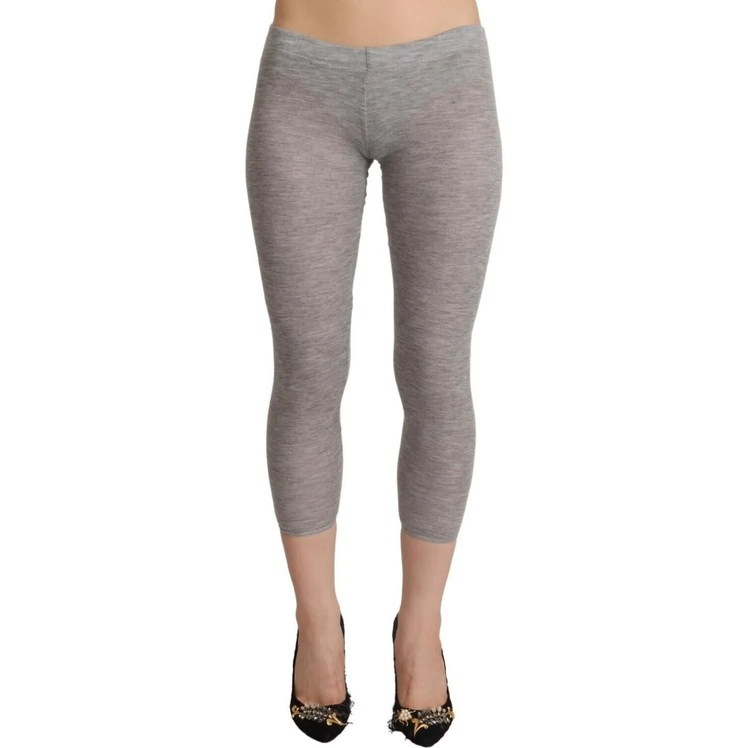 Ermanno Scervino Chic Gray Slim-Fit Cropped Leggings