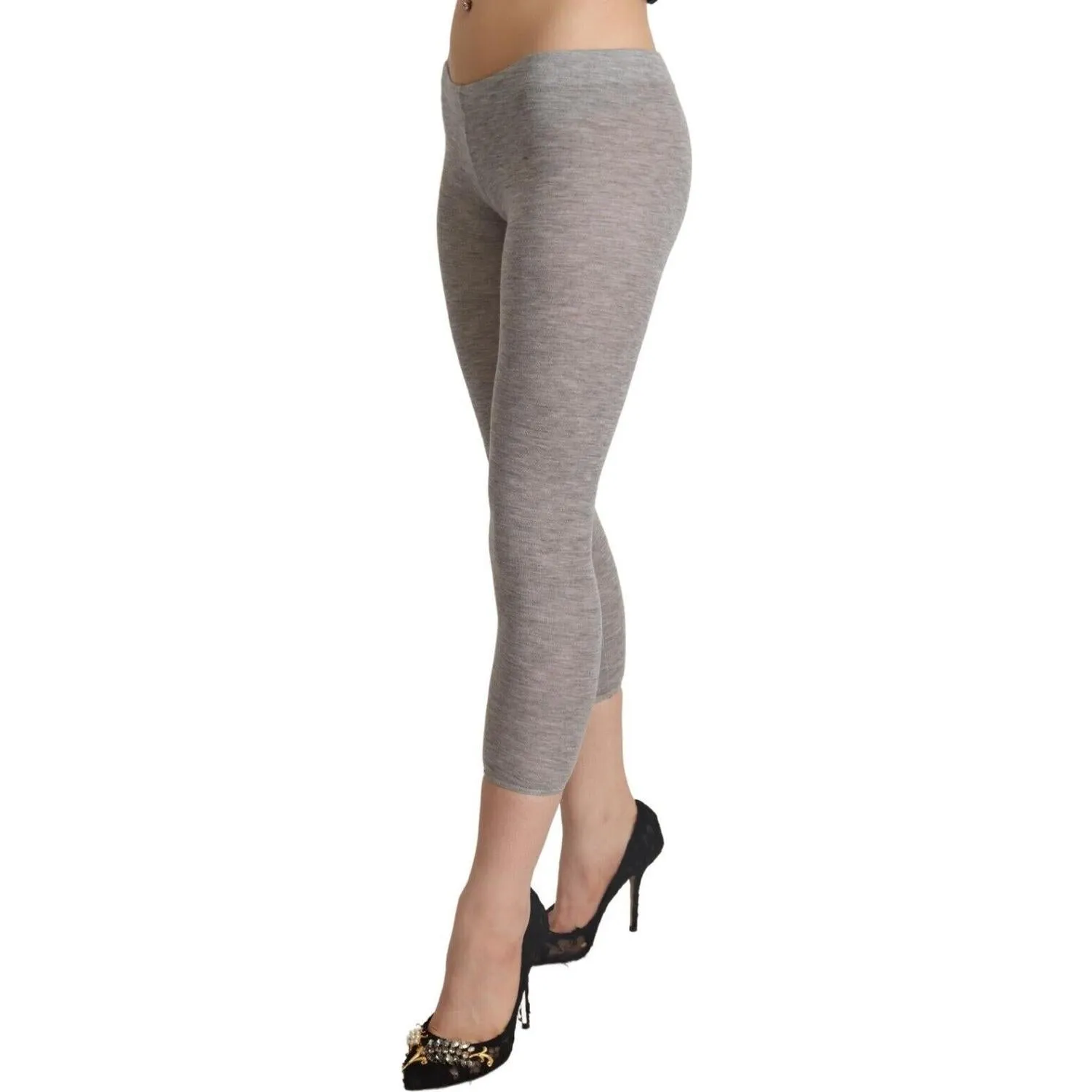 Ermanno Scervino Chic Gray Slim-Fit Cropped Leggings