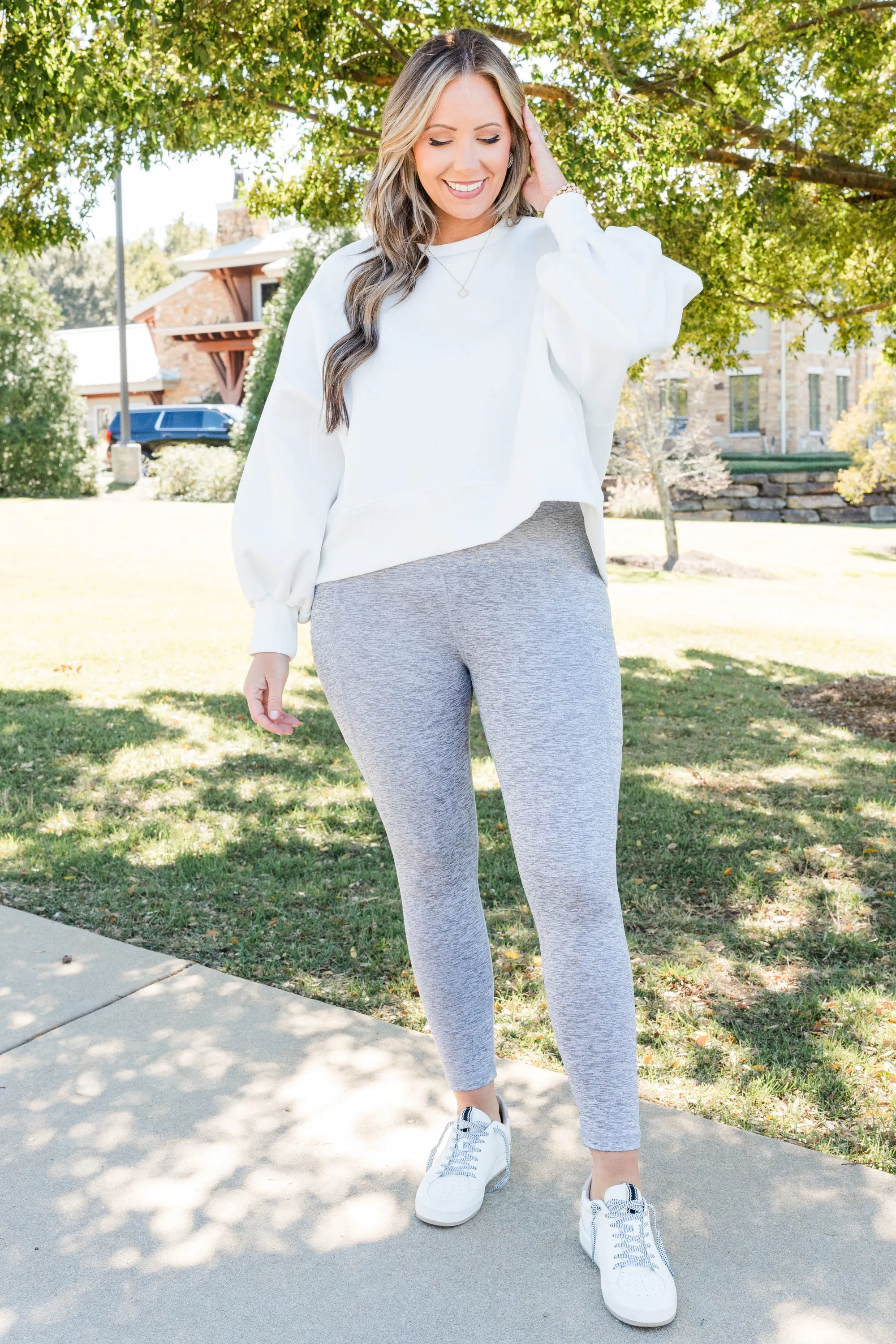 Fall Behind Leggings, Gray