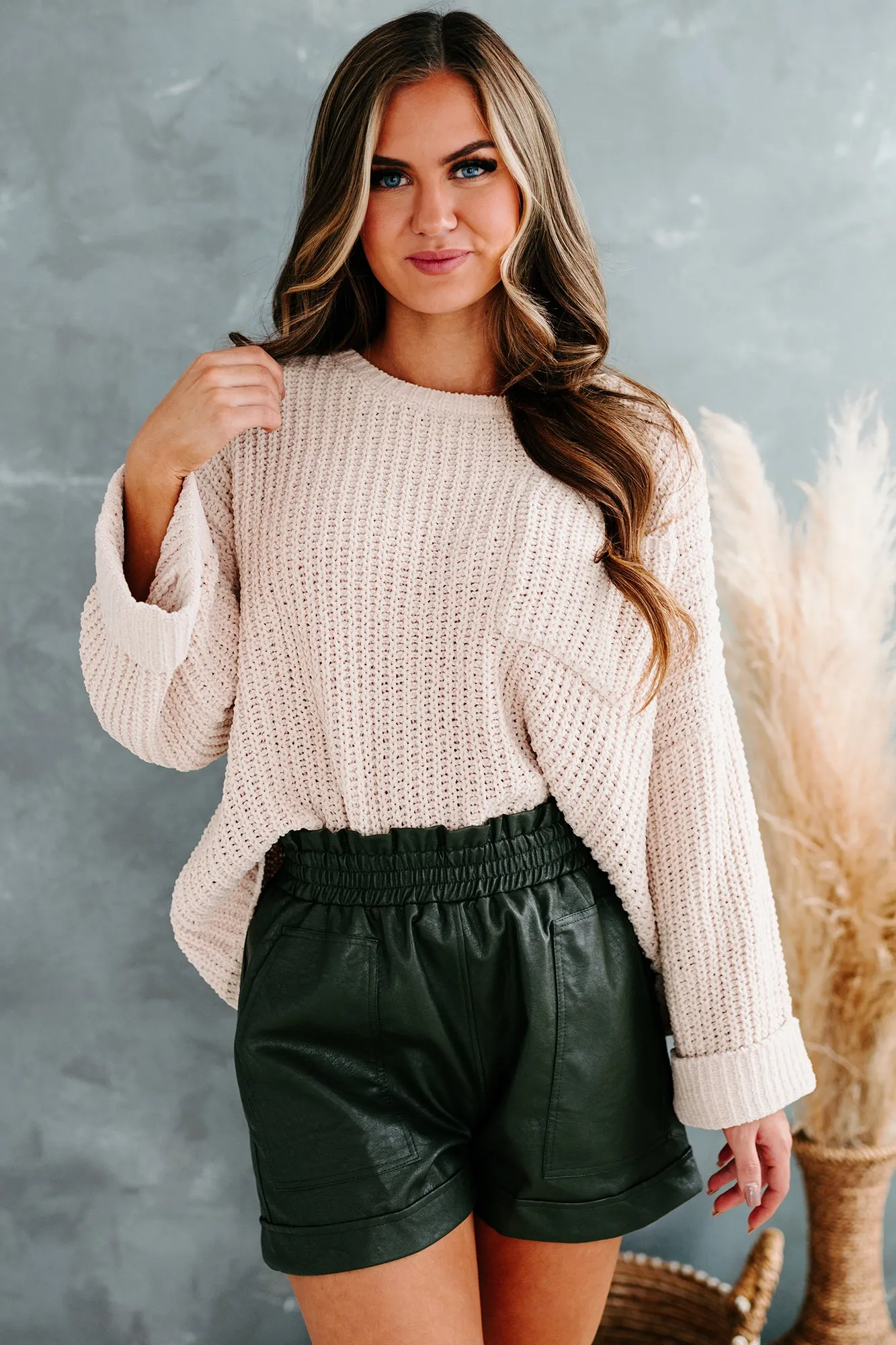 Fall Into Cozy Chunky Chenille Knit Sweater (Sand)