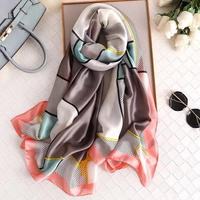 Fashion Silk Scarf Printed Bandana Shawl #LZ131