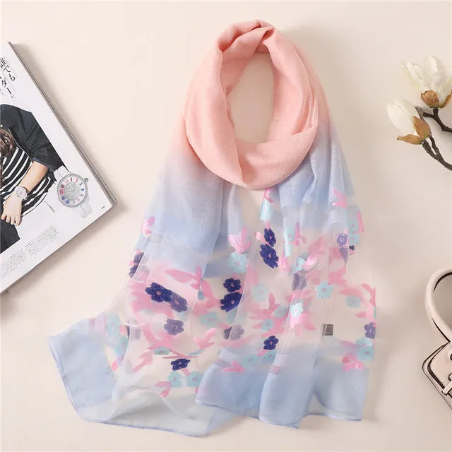 Fashion Thin Soft Silk Scarf Floral Printed Bandana Shawl #TH