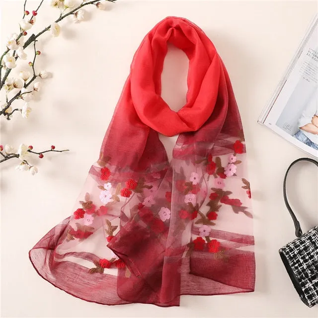 Fashion Thin Soft Silk Scarf Floral Printed Bandana Shawl #TH