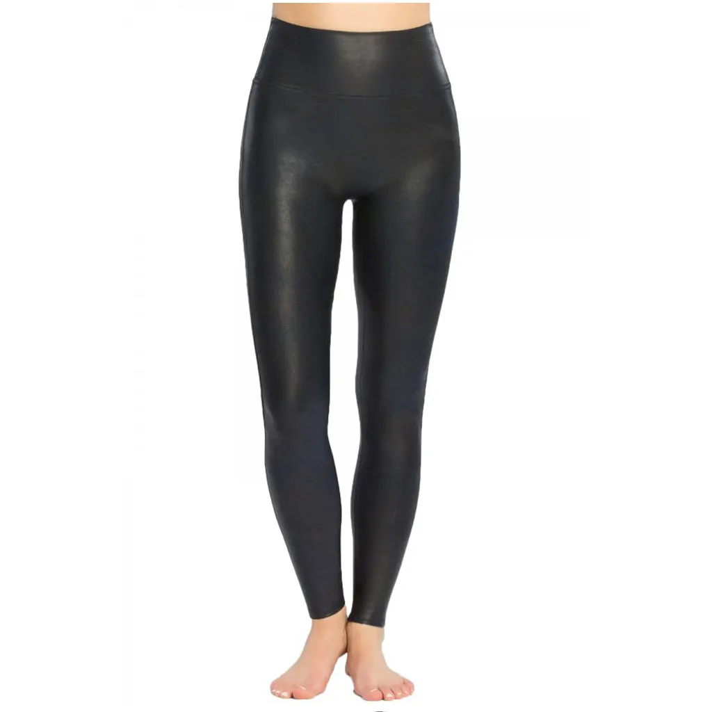 Faux Leather Leggings - BLACK