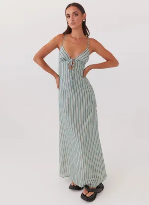 Flora Linen Maxi Dress - Coastal Stripe