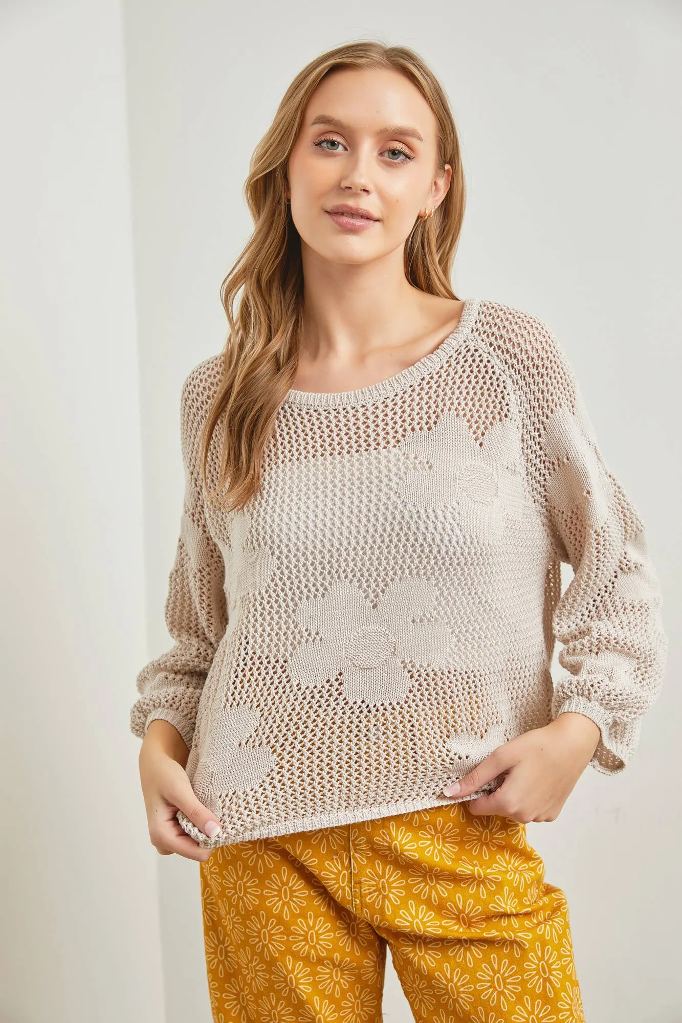 FLOWER FISHNET KNIT