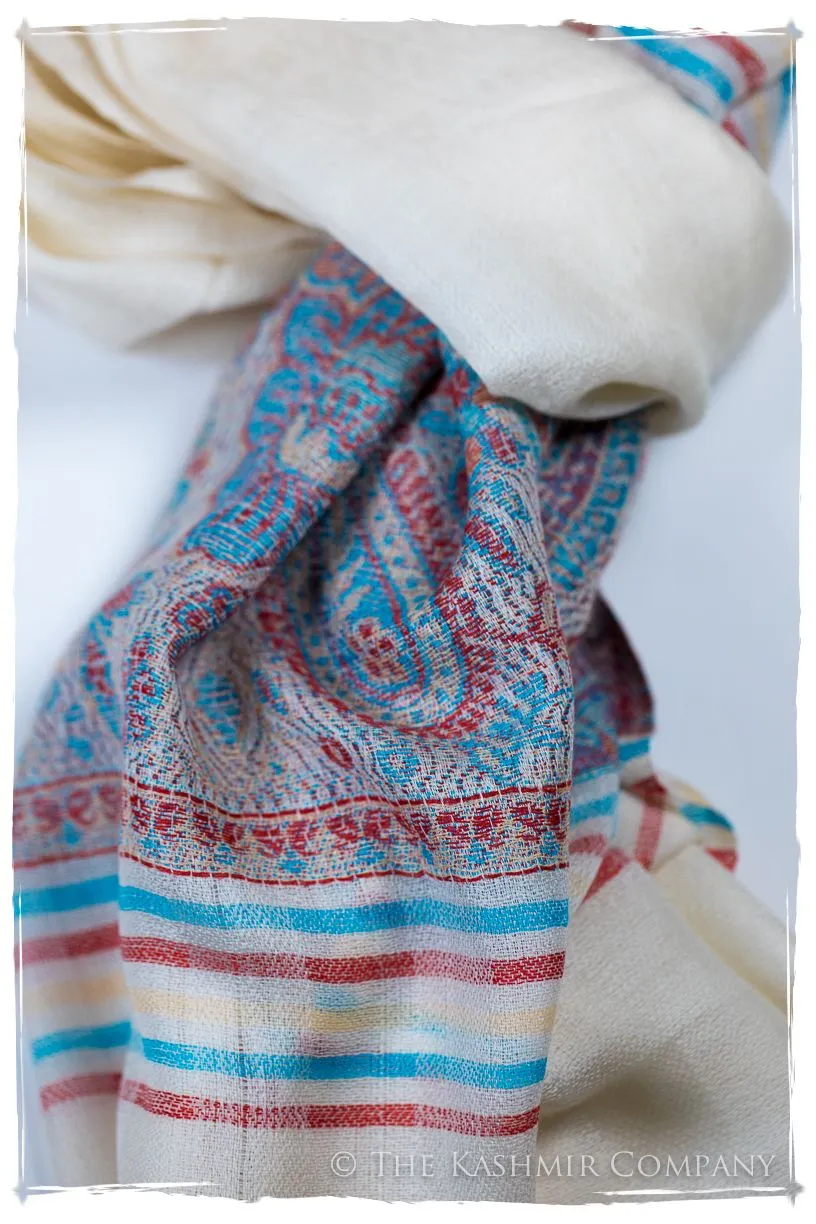 Gelsomina Frontière Ivory Kashmir Wool Scarf