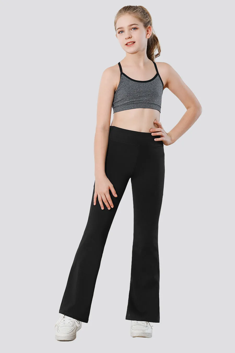 Girl's Flare Leggings with 2 Pockets High Waisted