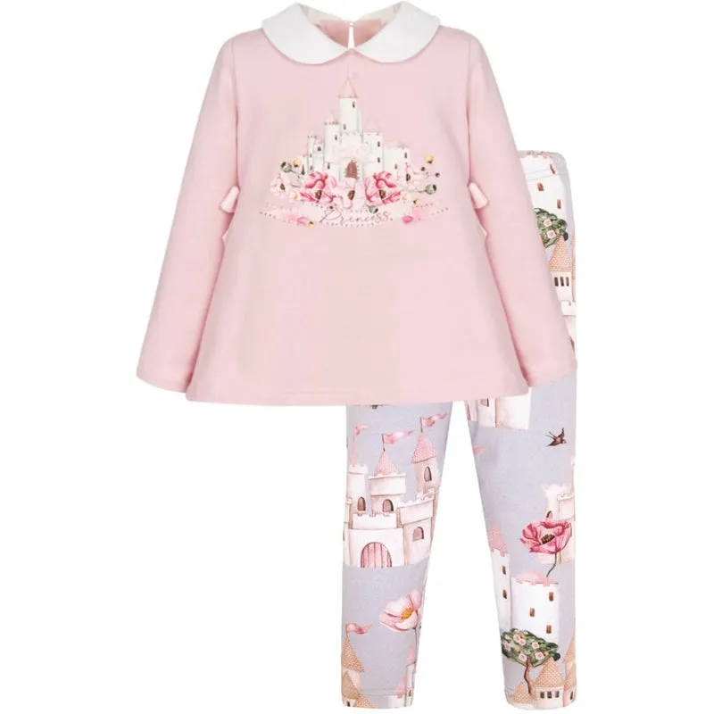 Girls Pink Castle Legging set