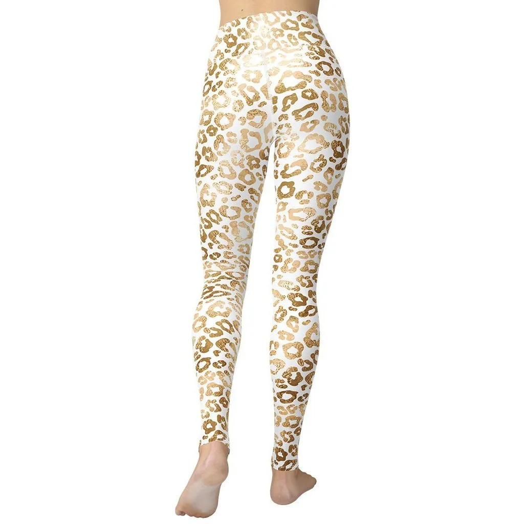 Golden Leopard Print Yoga Leggings