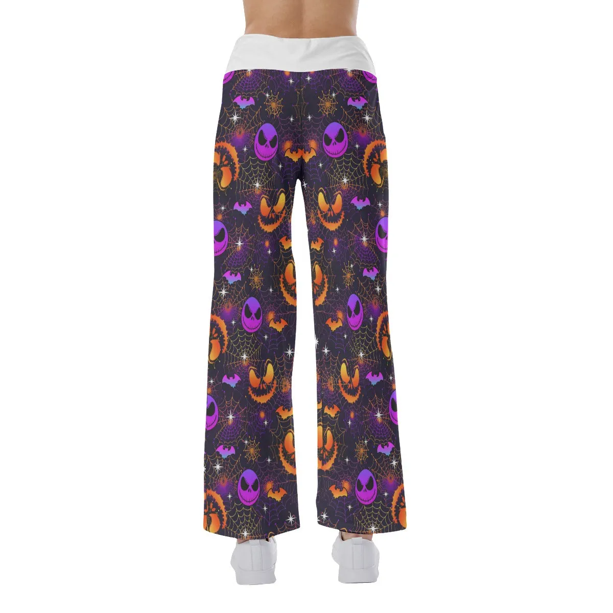 Gradient Purple Halloween Nightmare Women's High-waisted Wide Leg Pants