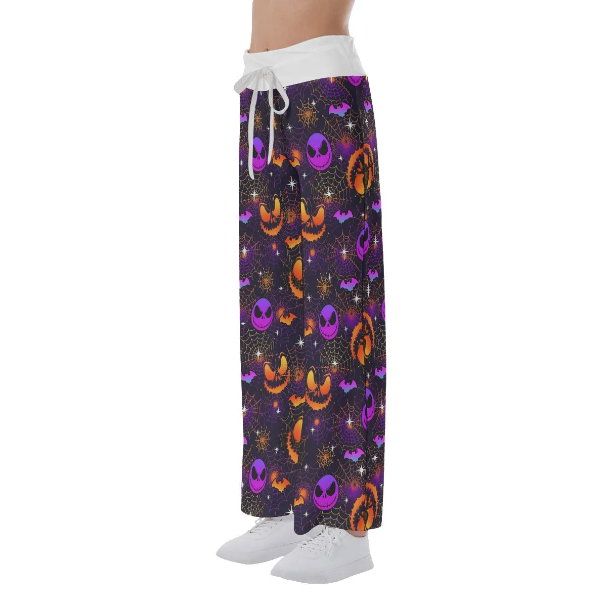 Gradient Purple Halloween Nightmare Women's High-waisted Wide Leg Pants