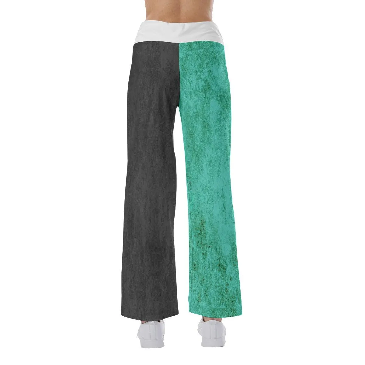 Green Black Skull Face High-waisted Straight-leg Trousers