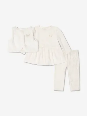 Guess Baby Girls 3 Piece Leggings Set in Ivory