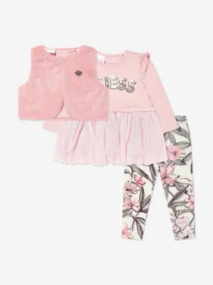 Guess Baby Girls 3 Piece Leggings Set in Pink