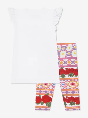 Guess Girls T-Shirt And Leggings Set in White