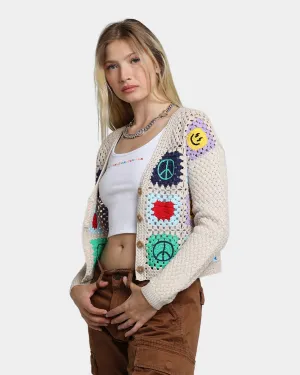 GUESS Originals Women's GUESS Originals X J Balvin Crochet Cardigan Herb Tan Multi