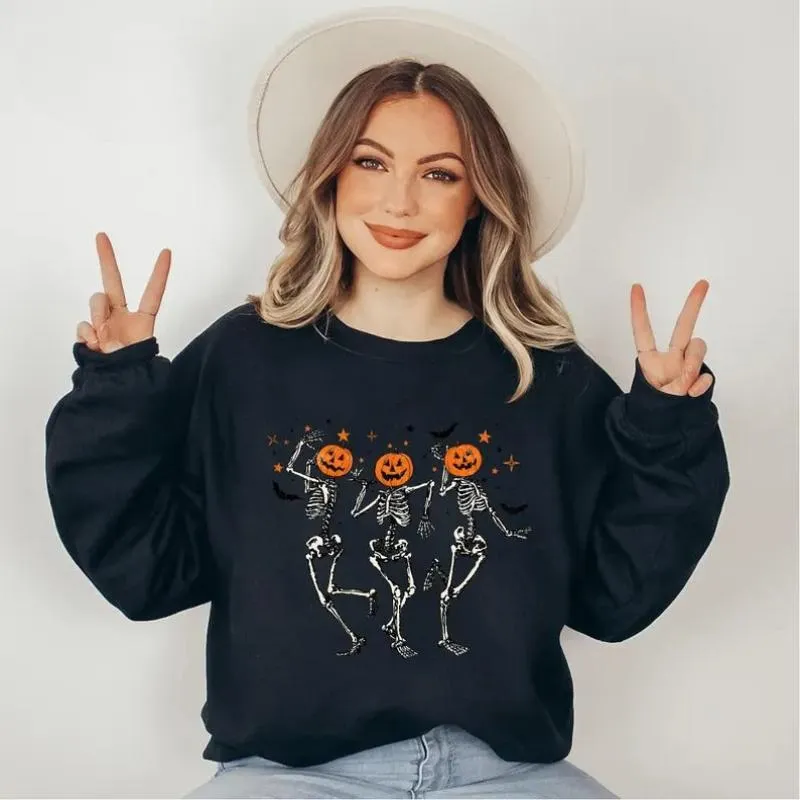 Halloween Pumpkin Dancing Printed Comfy Sweatshirts