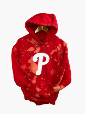 Handmade Philadelphia Red White Hoodie with Back Lace