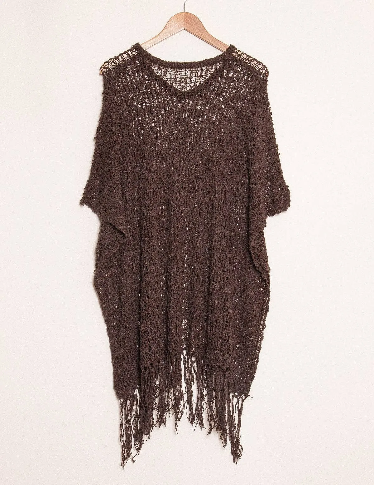 Handwoven Riva Knit Fringed Sweater Poncho