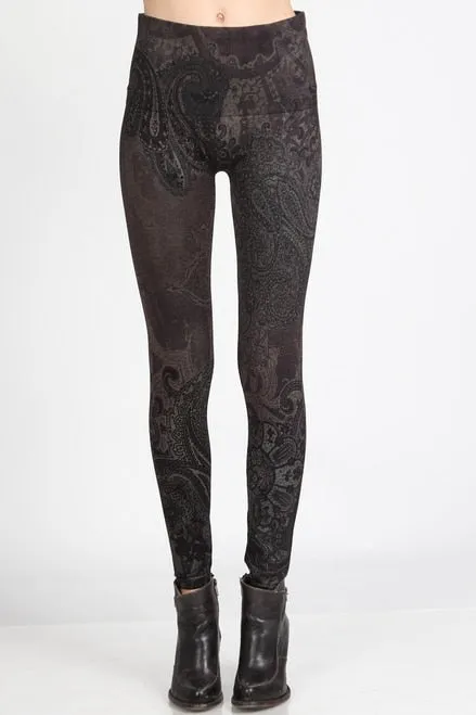 High Waist Full Length Legging Paisley Waves